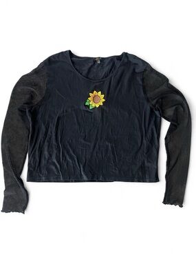dELiA*s sunflower mesh long sleeve top